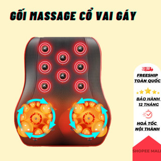 Gối Massage Cổ Vai Gáy, Máy Massage Hồng Ngoại Giảm Nhức Mỏi Toàn Thân 20 Bi Cao Cấp - Hàng Cao Cấp