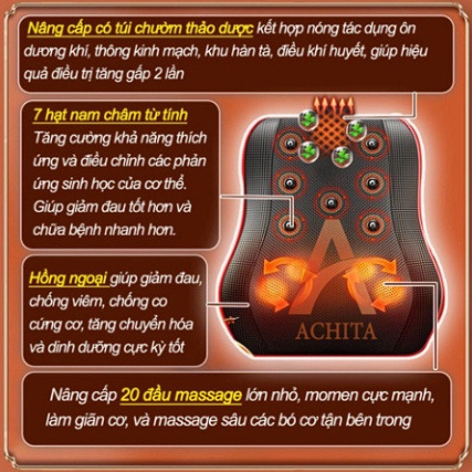 Gối Massage Cổ Vai Gáy, Máy Massage Hồng Ngoại Giảm Nhức Mỏi Toàn Thân 20 Bi Cao Cấp - Hàng Cao Cấp