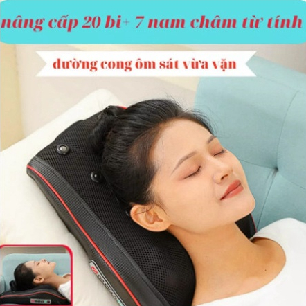 Gối Massage Cổ Vai Gáy, Máy Massage Hồng Ngoại Giảm Nhức Mỏi Toàn Thân 20 Bi Cao Cấp - Hàng Cao Cấp