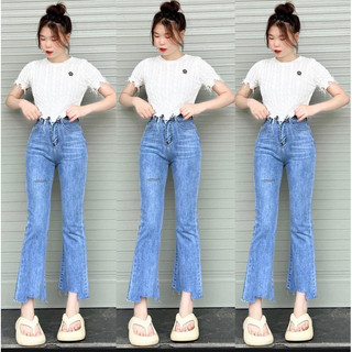 Jeans dài ống loe rách gấu 1line
