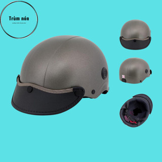 Mũ bảo hiểm 1/2 cao cấp sơn nhám màu xám chì, mũ bảo hiểm nửa đầu đạt chuẩn an toàn