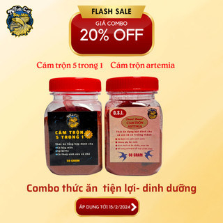 Combo cám trộn 5 trong 1 - cám trộn artemia, thức ăn tiện lợi, dinh dưỡng cho cá bảy màu, cá betta, cá thủy sinh miệnnhỏ