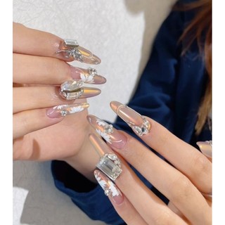 Nailbox thiết kế, móng gắn đá , màu tráng gương -002