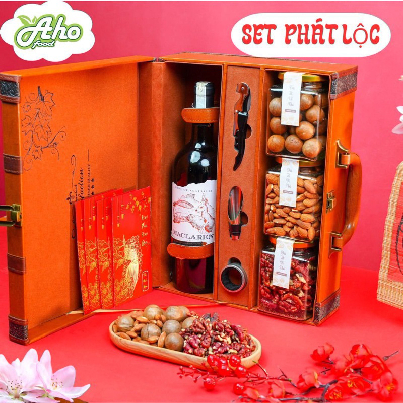 Hộp quà tặng tết Nhâm Thìn 2024 Aho Food, 6 Set quà Hoa quả sấy, hạt sấy dinh dưỡng sang trọng dành tặng gia đình