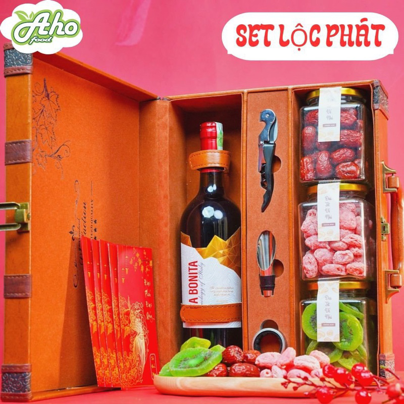 Hộp quà tặng tết Nhâm Thìn 2024 Aho Food, 6 Set quà Hoa quả sấy, hạt sấy dinh dưỡng sang trọng dành tặng gia đình