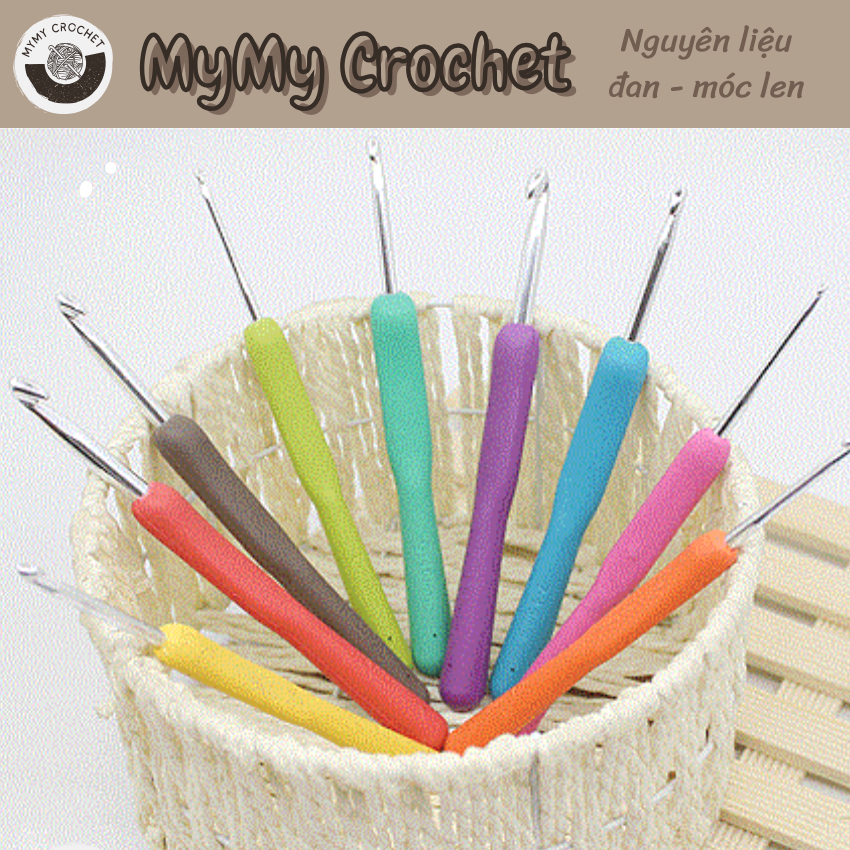 Kim móc cán dẻo cho người mới móc len, nhiều màu sắc, 2-10mm