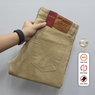 Quần Kaki Jean Màu Vàng kem DKA-08, Quần Kaki Nam dáng ôm đứng, Chất vải co giãn thoải mái - Doki