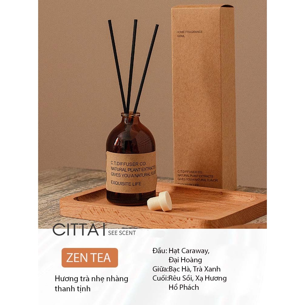 Tinh Dầu Thơm Phòng CITTA Hương Trà Xanh CLASSIC BROWN 100ml