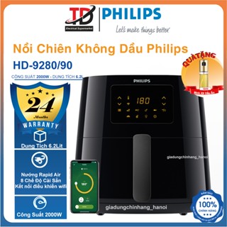 Nồi Chiên Không Dầu Philips HD9280/90, Kết Nối Wifi - 6.2Lit/2000W, Bảo Hành Chính Hãng 2 Năm