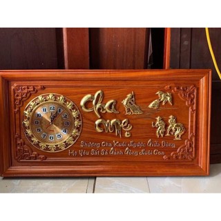 Tranh đồng hồ 41x81 gỗ hương đỏ cao cấp tl01