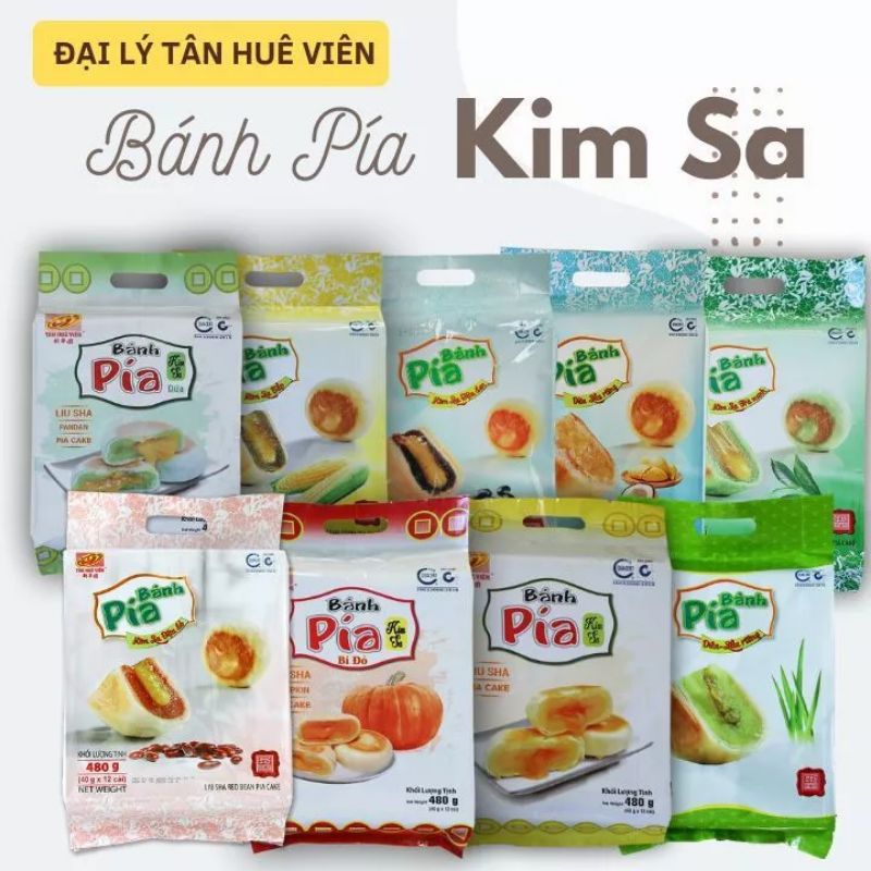 Sip nhanh)Bánh pía 17 vị kim sa mini Tân Huê Viên gói 12 cái 480g