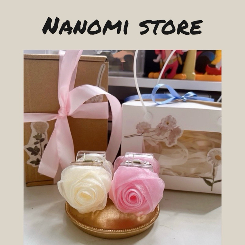Giỏ quà tặng cô giáo 20/10- 8/3- 20/11 -set 2 kẹp cc hoa voan handmade cao cấp -ý nghĩa