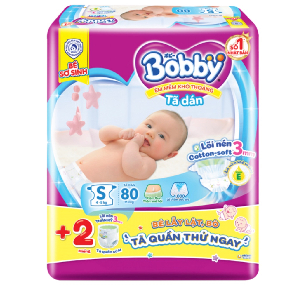 [MỚI] Tã dán Bobby S80+2/M76