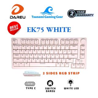 Bàn phím cơ dareu ek75 white/ white led/ 2 sides rgb strip/ usb type-c