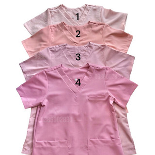 Đồng phục spa bộ túi y tế cotton màu hồng