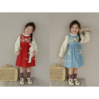 Set áo váy 2 chi tiết thêu hoa cho bé gái