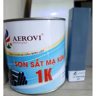 Sơn sắt mạ kẽm aerovi 1k xám đậm 603 - lon 900gr