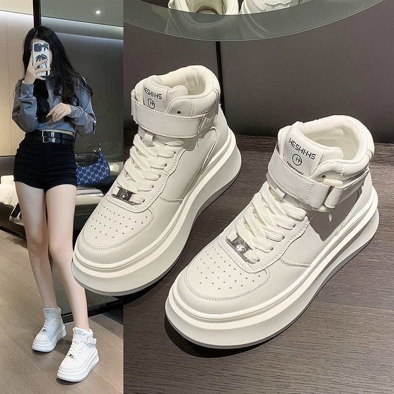 [PHOM NHỎ] Giày thể thao nữ, sneaker cao cổ nữ trắng kđế cao su bề mặt da PU phong cách năng động kiểu dáng trẻ trung