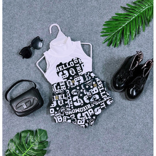 Set áo thun quần túi hộp xinh bé gái