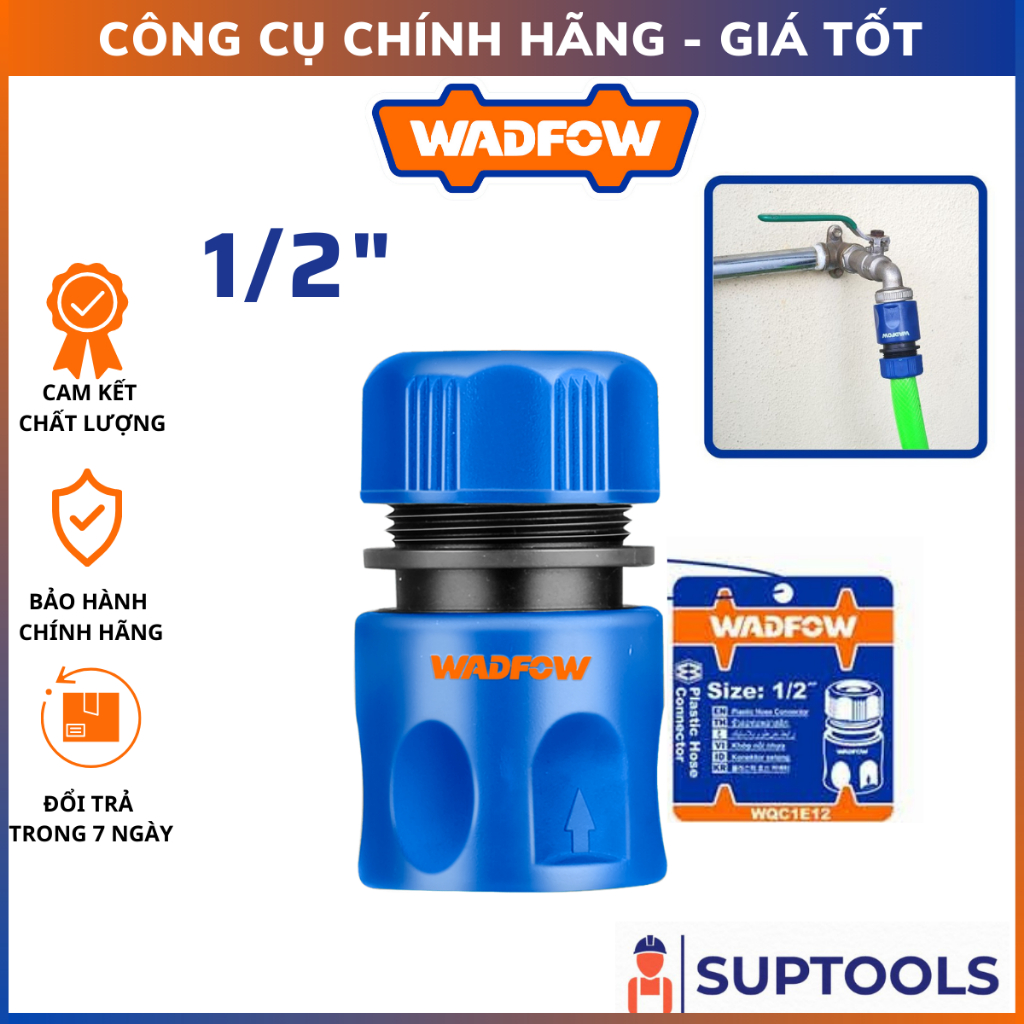 Khớp nối ống nhanh 1/2" WADFOW WQC1E12 Đầu nối ống nước nhựa [Hàng chính hãng]