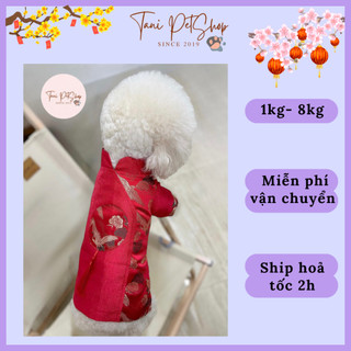 Áo dài tết cho chó mèo - áo dài gấm tua rua - quần áo tết chó mèo thú cưng giá rẻ tanipetshop