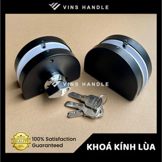 Khoá bán nguyệt đôi cửa kính cường lực lùa inox 304 bạc/ đen/ vàng