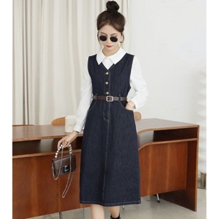 Váy Yếm Dáng Dài Váy Jean Dài Sát Nách Win.boutique Tặng Kèm Đai Bó Eo F2