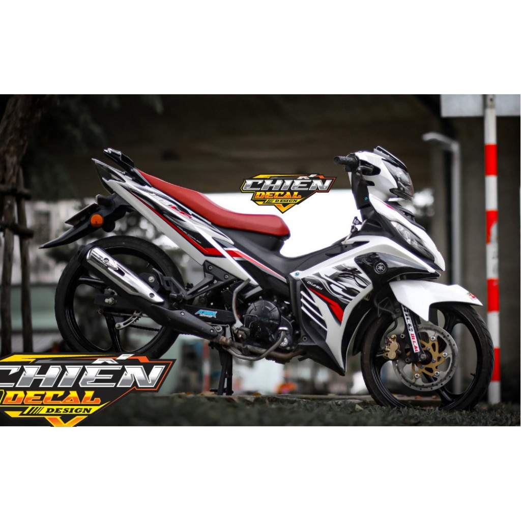 Tem rời exciter 135cc  mẫu tem LC v3 đen trắng đỏ