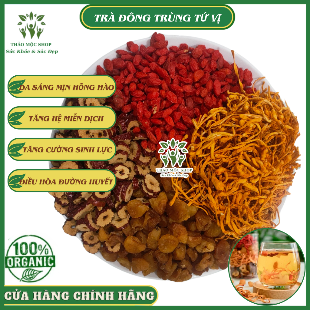 Trà Đông Trùng Hạ Thảo Tứ Vị Giúp Đẹp Da Bồi Bổ Sức Khỏe Tăng Cường Sinh Lý