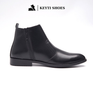Giày Nam Chelsea boost zip black classic - đế tăng chiều cao 3cm