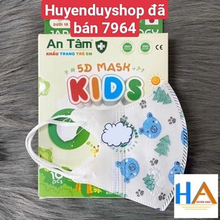 Hộp 10 cái khẩu trang 5d kids an tâm dành cho bé 0- 8 tuổi
