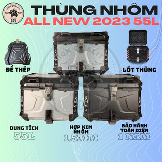 Thùng nhôm, thùng top, top box 55L, thùng sau xe máy chính hãng phukienADV, chống nước, phù hợp nhiều baga, tay nắm dày