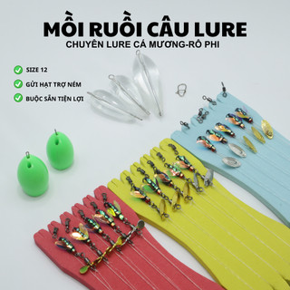 5 bộ mồi ruồi giả có cánh óng ánh câu lure cá mương hoa,mương mỏ nhọn ,rô phi,cá thiểu,cá ngão,..gửi kèm 5 hạt trợ lực