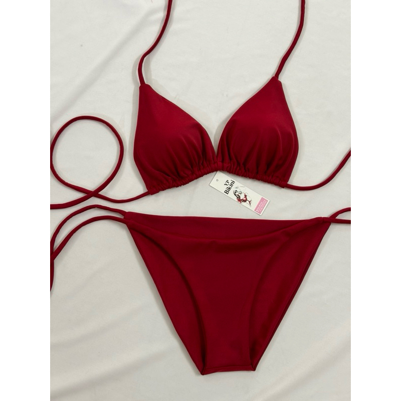 Bikini 2 mảnh đồ bơi áo tắm áo tam giác nhiều kiểu màu đỏ đô nâng tông da ( hình shop chụp ) | BigBuy360 - bigbuy360.vn