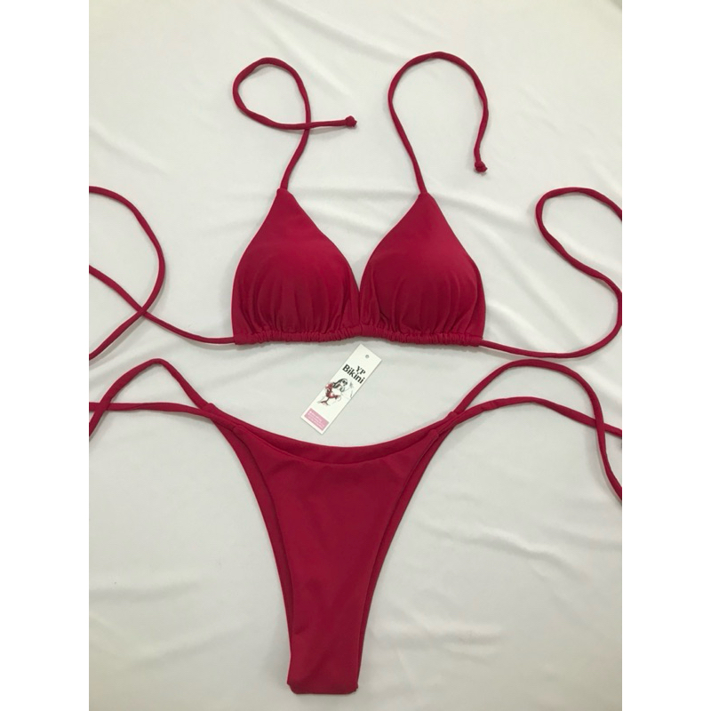 Bikini 2 mảnh đồ bơi áo tắm áo tam giác nhiều kiểu màu đỏ đô nâng tông da ( hình shop chụp ) | BigBuy360 - bigbuy360.vn