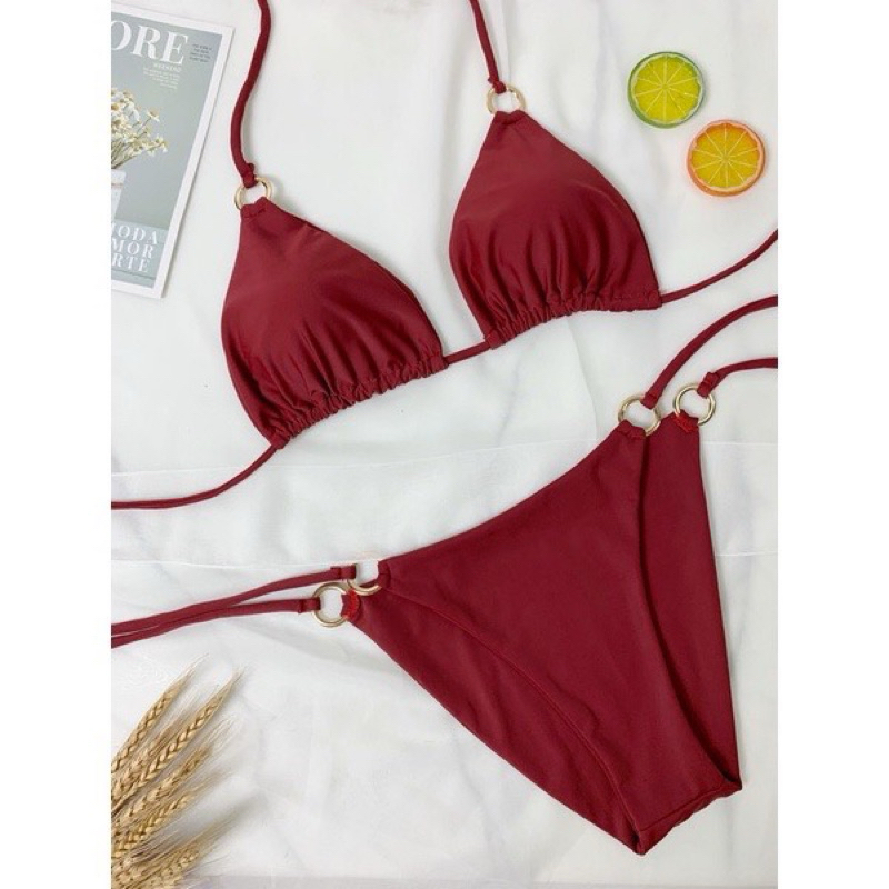 Bikini 2 mảnh đồ bơi áo tắm áo tam giác nhiều kiểu màu đỏ đô nâng tông da ( hình shop chụp ) | BigBuy360 - bigbuy360.vn