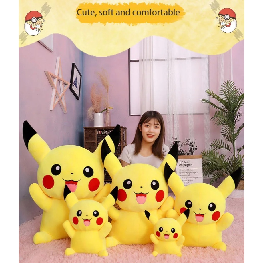 Thú nhồi bông pikachu êm mịn dễ thương cao cấp - Size từ 30cm đến 90cm - Quà tặng gấu bông pikachu n