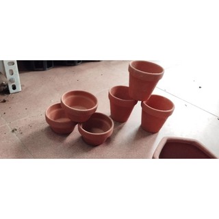 Các loại chậu đất nung dáng xô màu nâu size 6x3cm, 6x6cm, 8x8cm, 10x10cm, 12x12cm