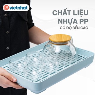Khay để ấm chén, úp cốc nhựa Việt Nhật 5658. Khay trà Việt Nhật có lưới thoát nước tiện dụng