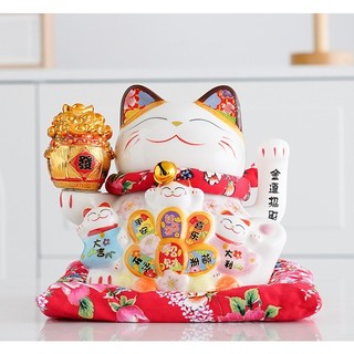 Mèo thần tài vẫy tay may mắn - mèo thần tài cute cao 18cm