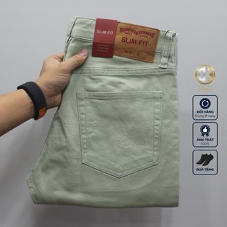 Quần KAKI Jean Nam Cao Câp Màu Rêu bơ, quần kaki jean mẫu trơn, dáng đứng, ôm nhẹ, chất vải co giãn - DOKI