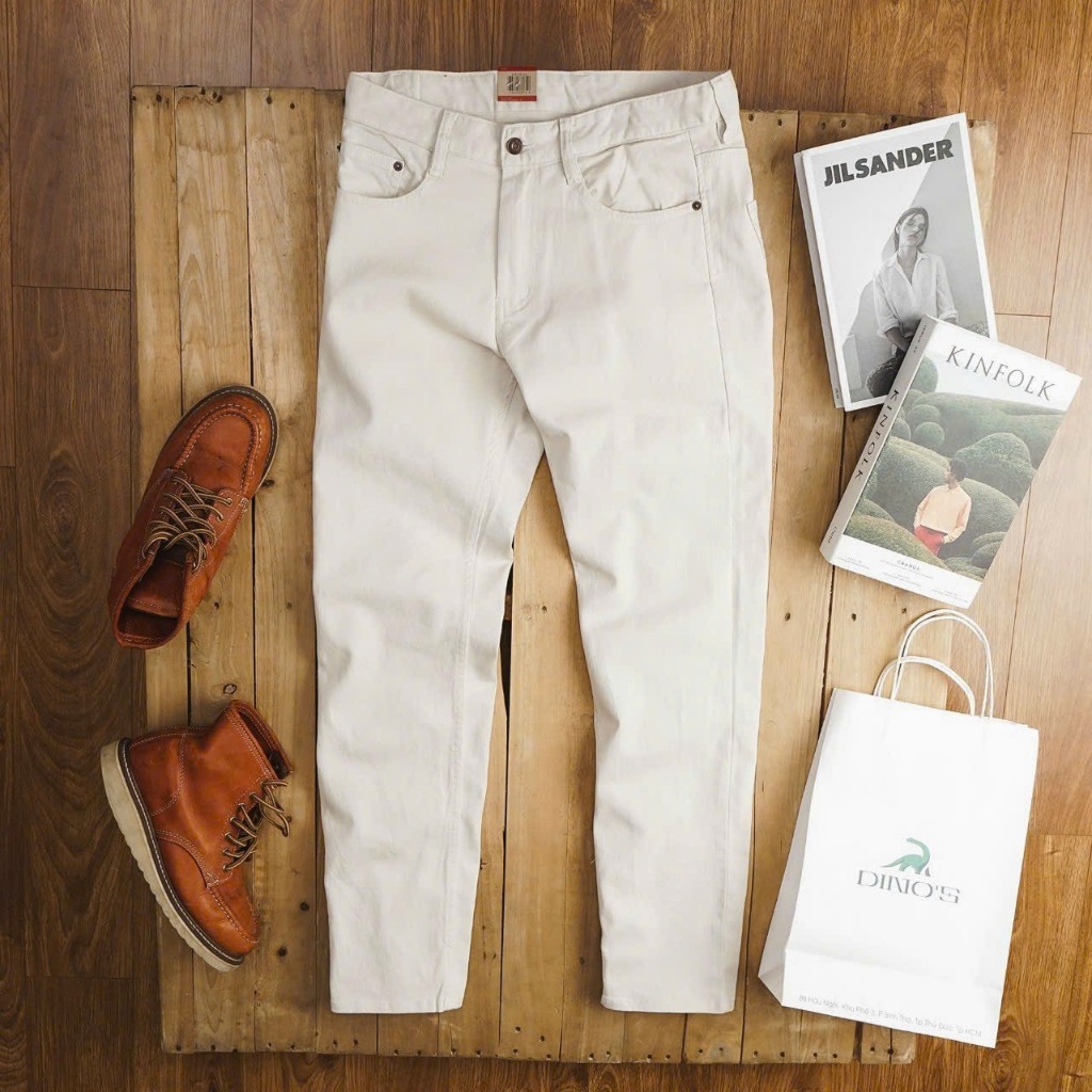 Quần Kaki Jean Nam Cao Cấp Ghi Sáng, Quần Kaki Jean dáng đứng, Chất vải cotton co giãn thoải mái - Doki