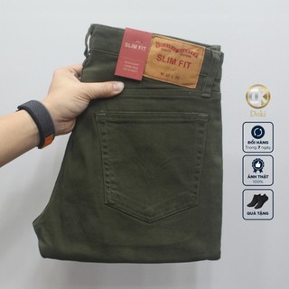 Quần KAKI Jean Nam Cao Cấp Xanh Rêu, Quần Kaki Jean nam dáng ôm đứng, Chất vải co giãn thoáng mát - Doki