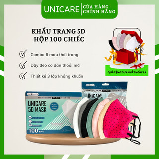  Khẩu Trang 5D UNICARE Ngăn Ngừa Khói Bụi Cản Tia UV Thế Hệ Mới Chống Thấm Nước Quai Chun Thoải Mái