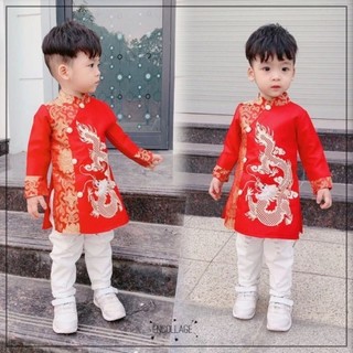 Áo dài cách tân gấm cao cấp thêu bé trai