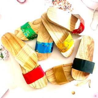 Guốc mộc guốc gỗ đế 2 phân quai nhung quai thổ cẩm mặc áo dài đồ lam