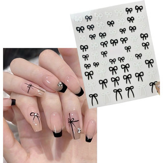 Sticker Hình Dán Nơ Dây Trắng Đen