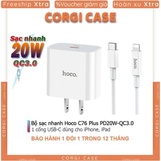 Bộ sạc nhanh hoco c76 plus 20w , củ cáp sạc nhanh pd 20w bảo hành 12 tháng