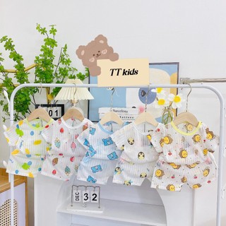 Combo 5 bộ cộc cotton giấy cài vai bé trai, bé gái