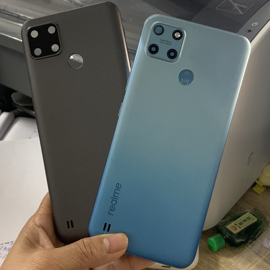 Nắp lưng Realme C25Y zin ( gồm nắp lưng. phím bấm, kính camera)
